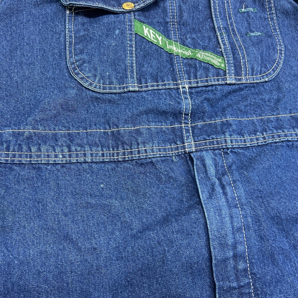 Key Imperial Bib Overalls Mens 52x30 Blue Denim Relaxed Fit Big Tall Workwear - Picture 3 of 16